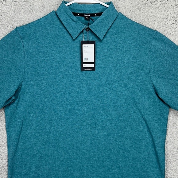 Public Rec Go To Polo‎ Shirt Mens XL Teal Heather Performance Rugby Stretch NEW - Picture 1 of 9